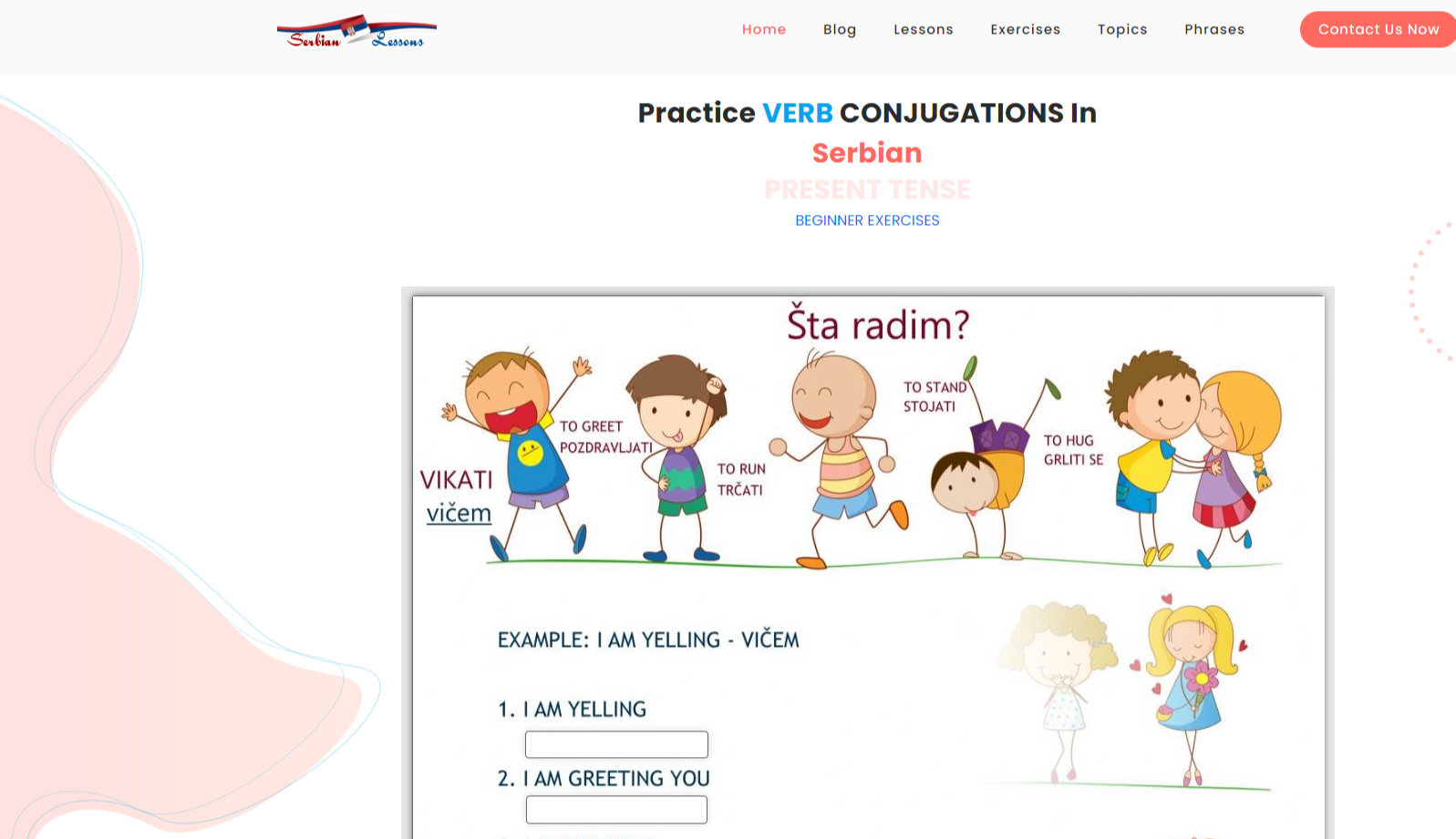 Serbian langauge exercises with instant feedback